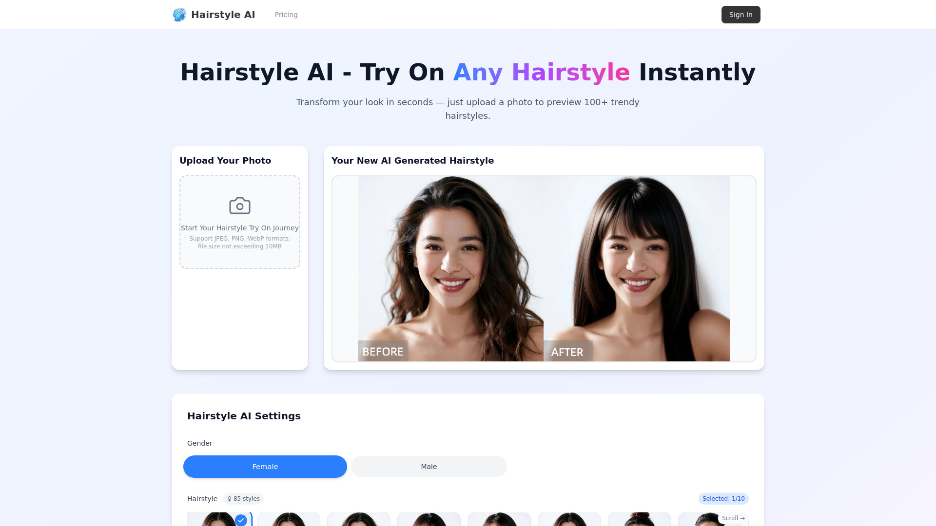 Hairstyle AI screenshot