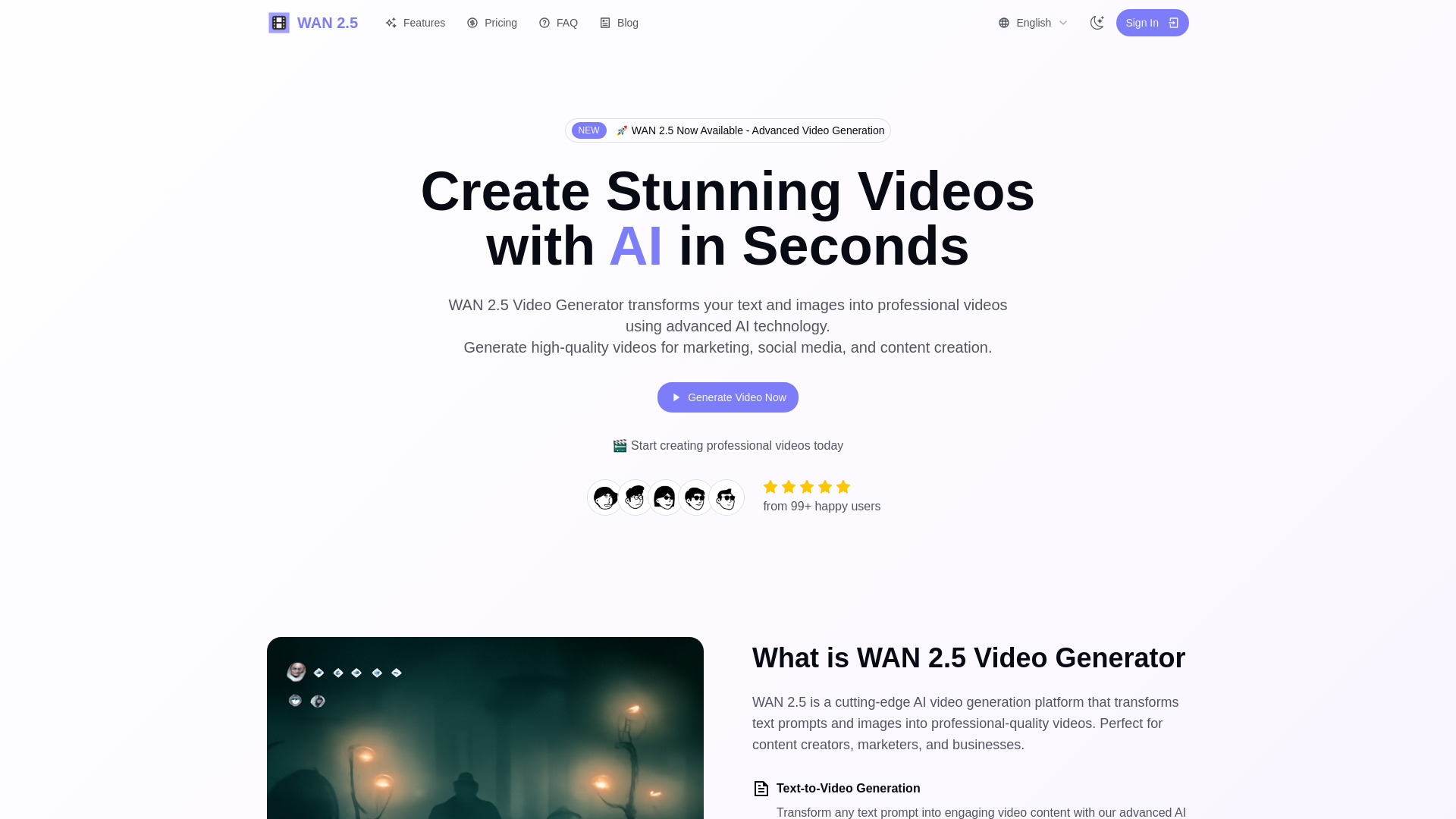 WAN 2.5 AI Video Generator screenshot