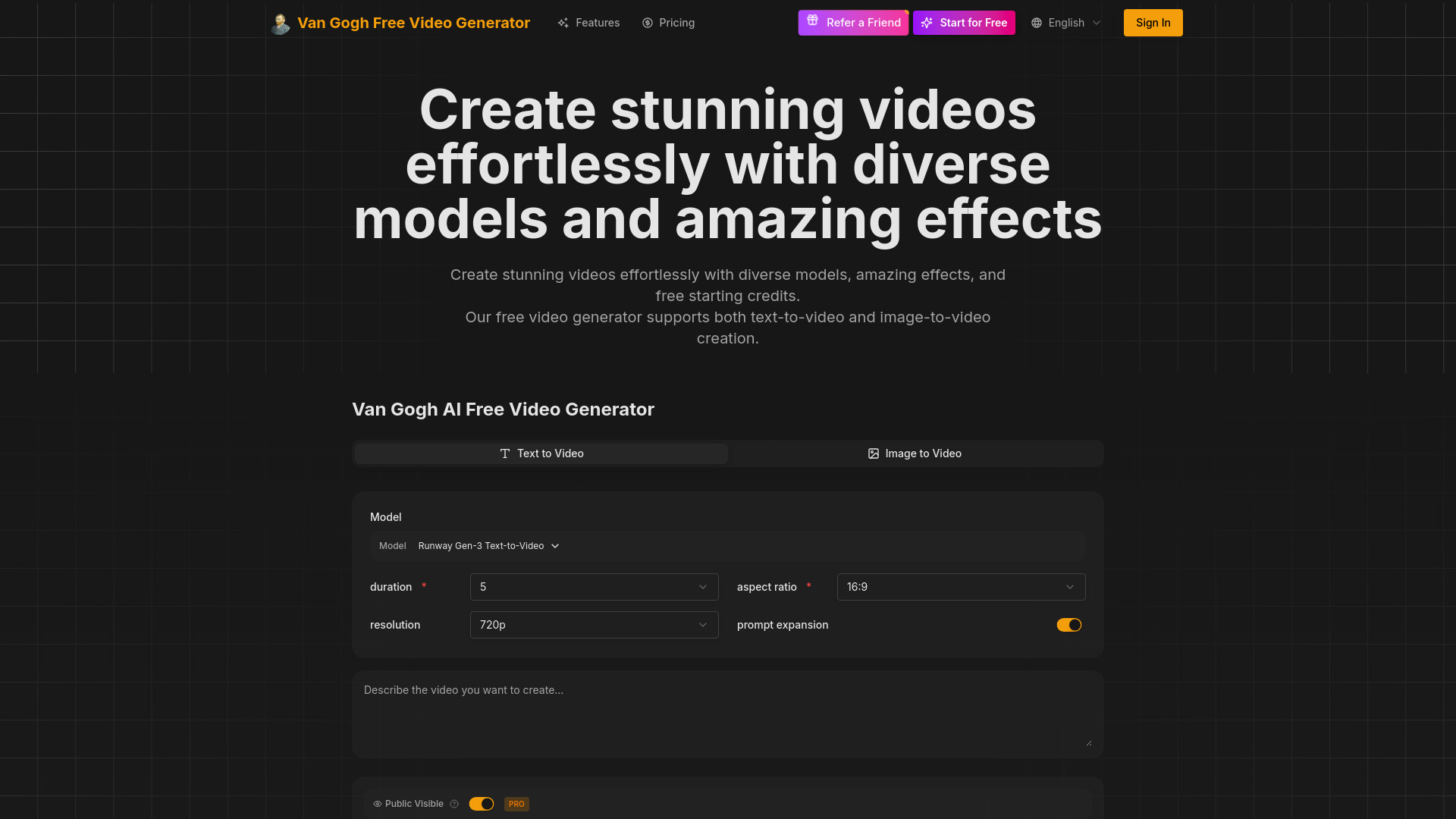 Van Gogh Free Video Generator screenshot
