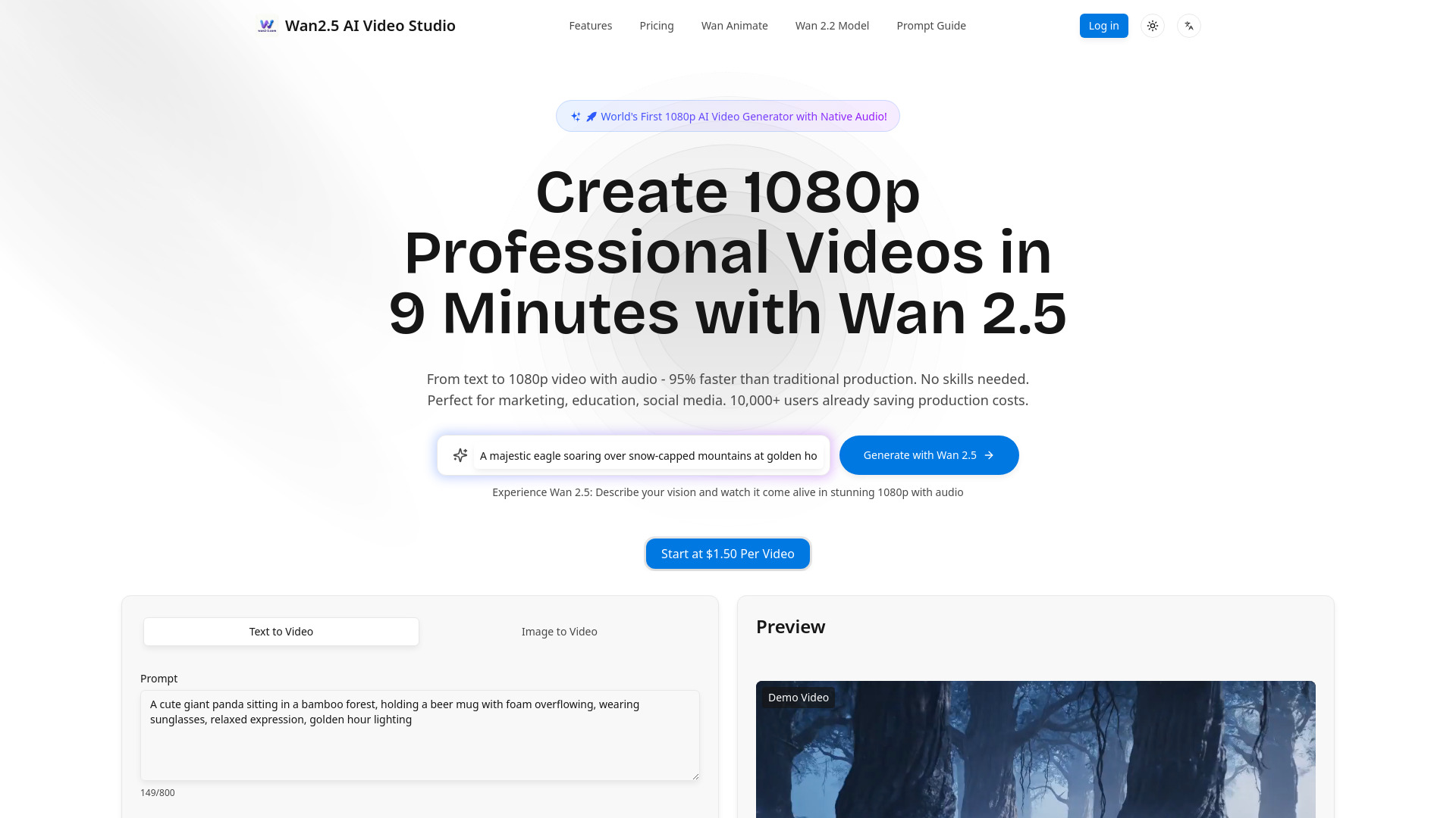 Wan2.5 AI Video Studio screenshot