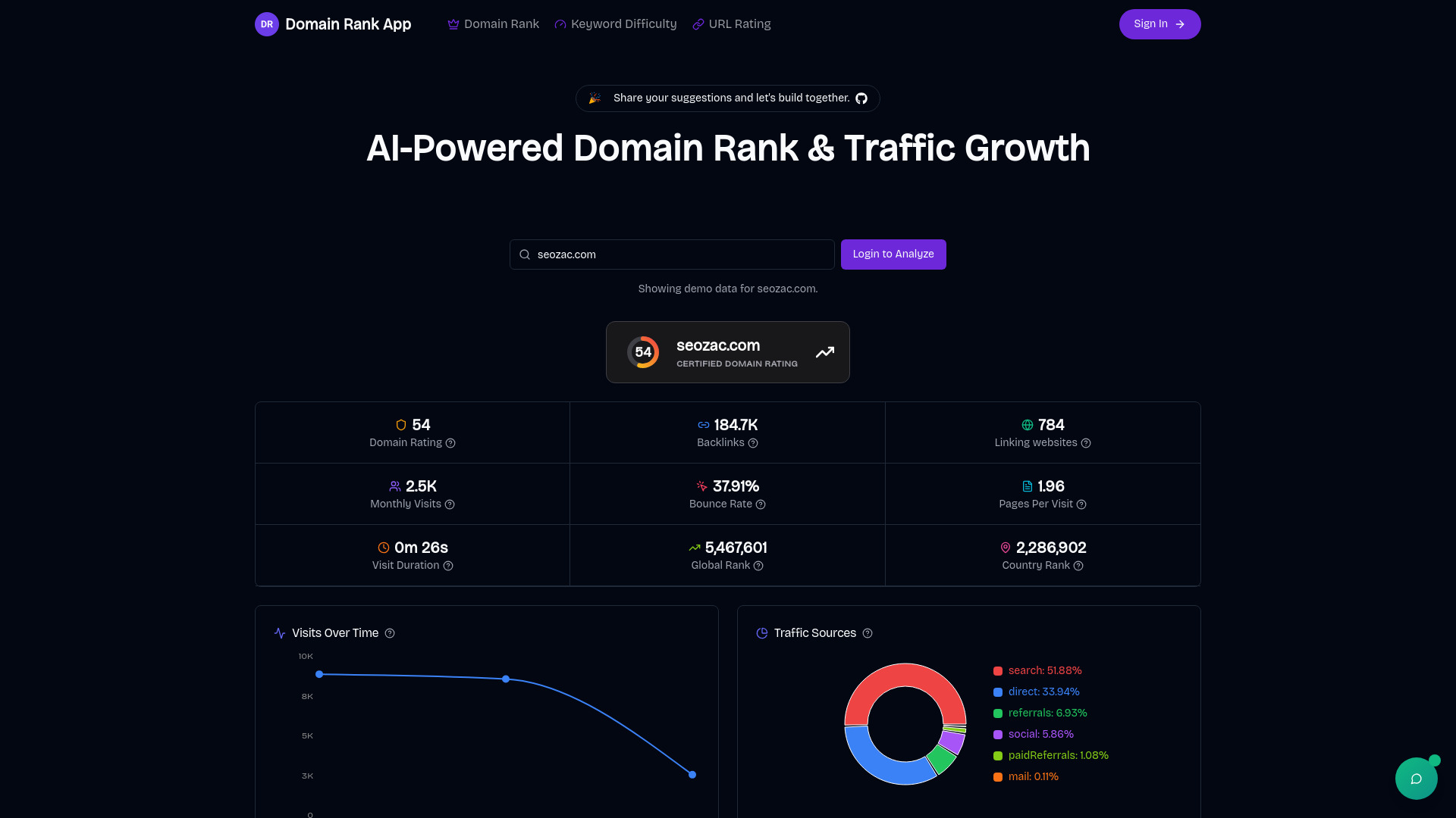 Domain Rank App screenshot