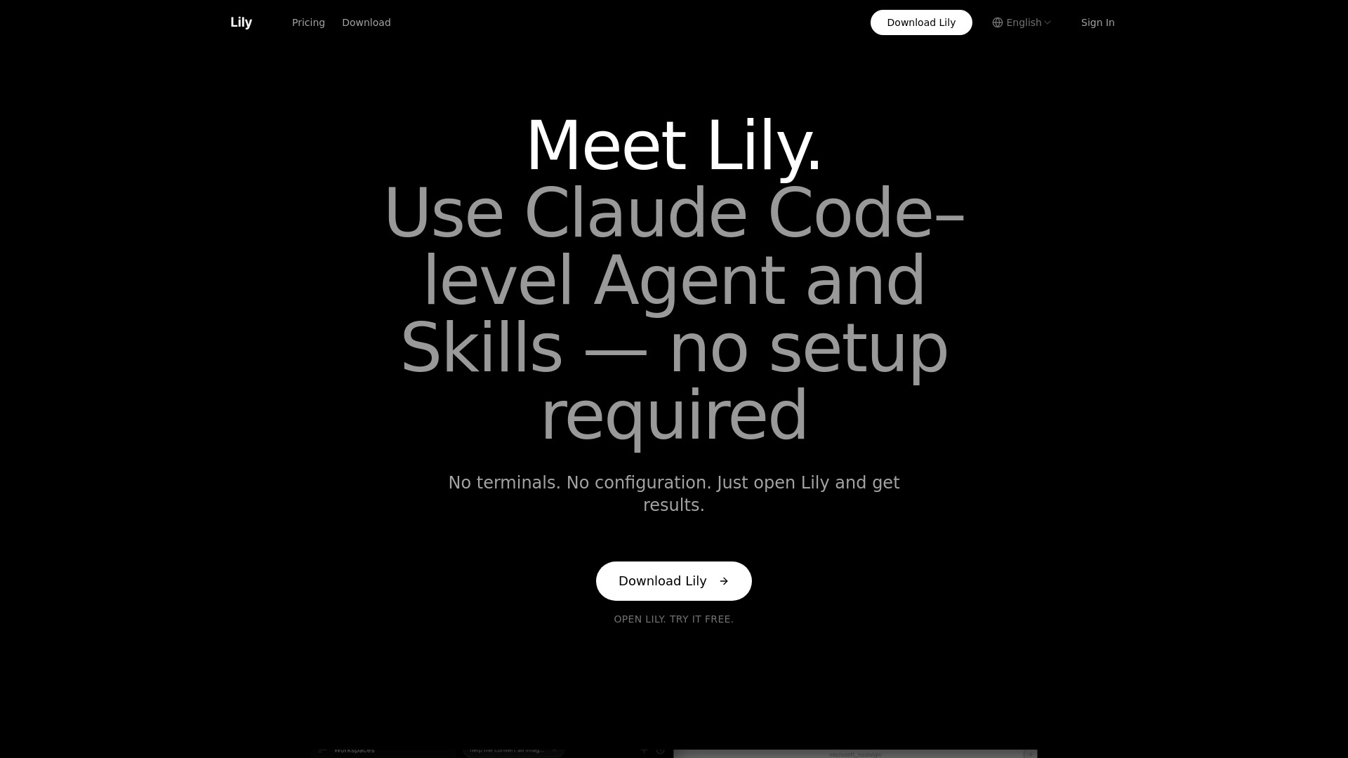 Lily: Crawdbot level agent with built-in skills, for non-coders screenshot
