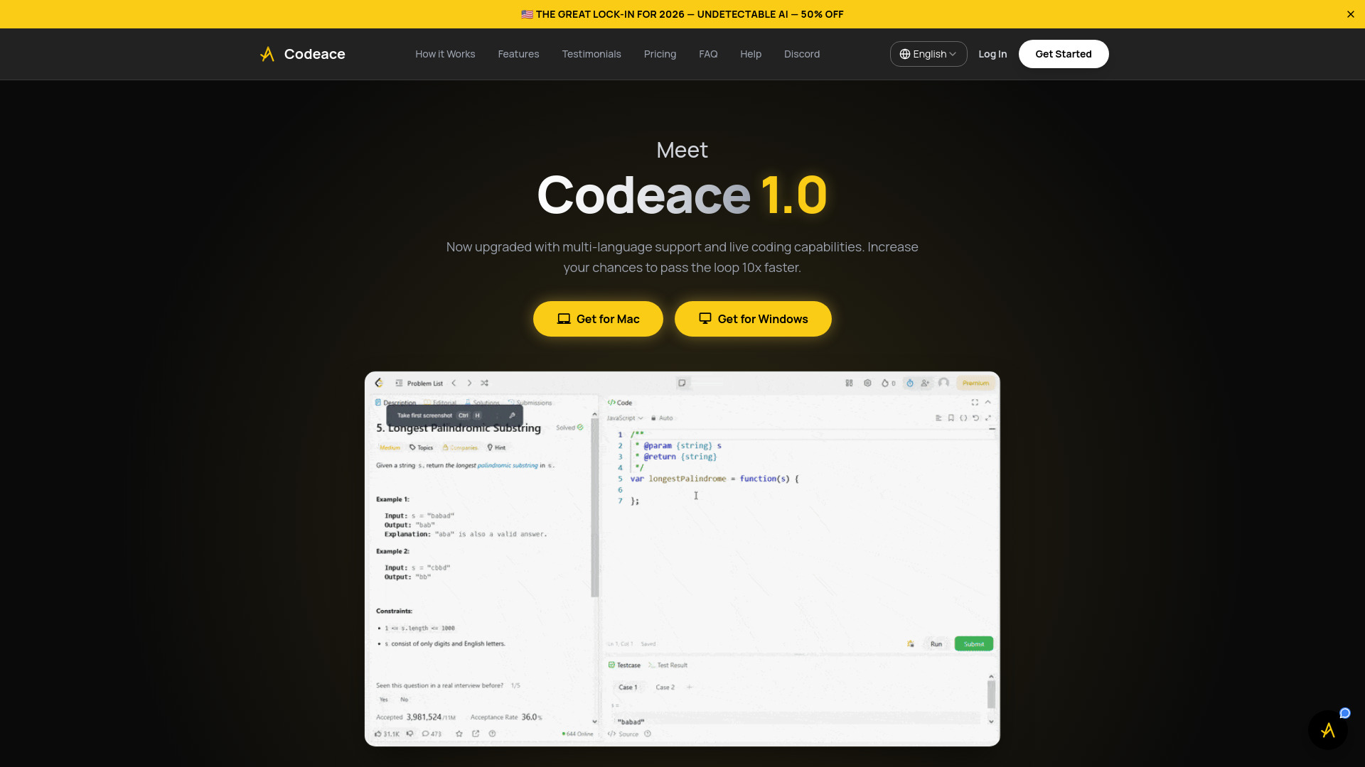 Codeace screenshot