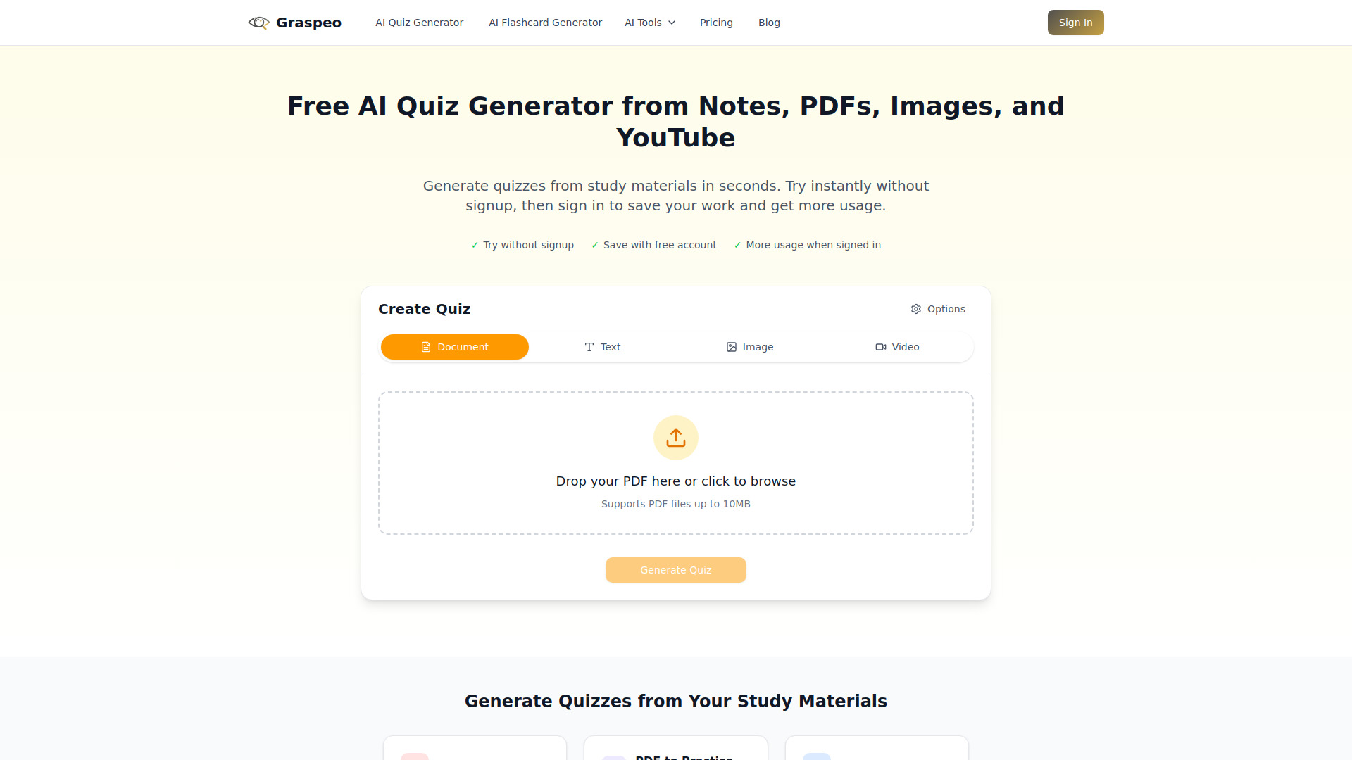 AI Quiz Generator screenshot