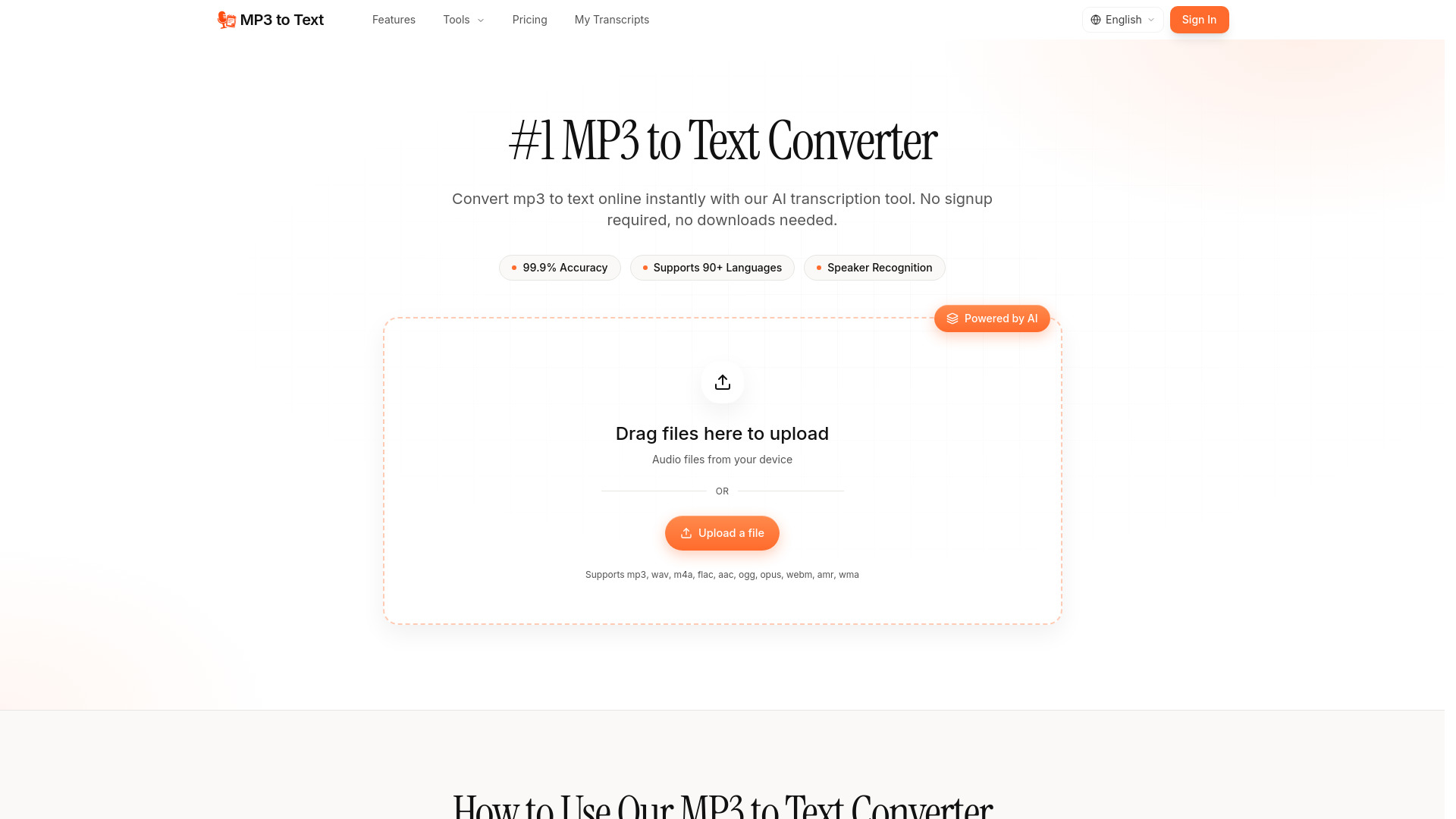 MP3 to Text screenshot