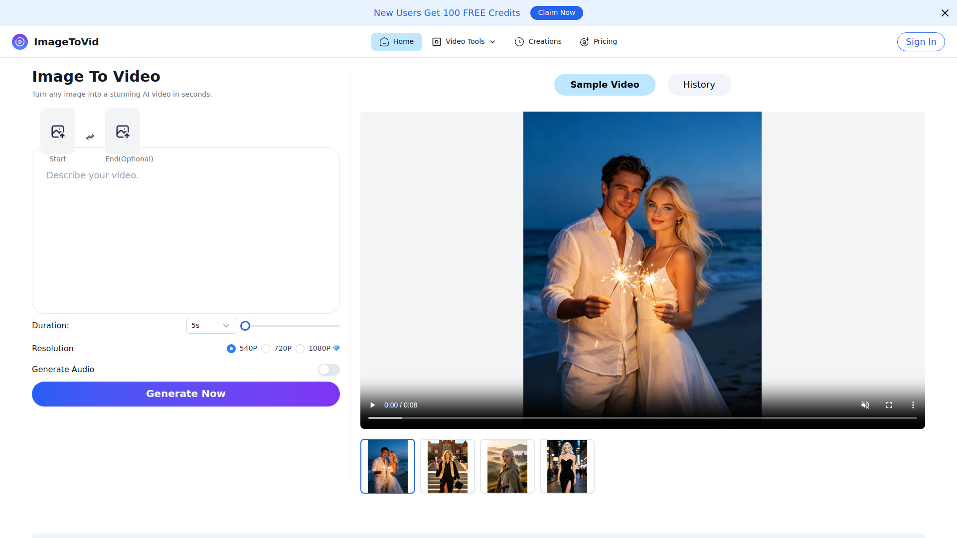 Free Image to Video AI Generator | ImageToVid AI screenshot