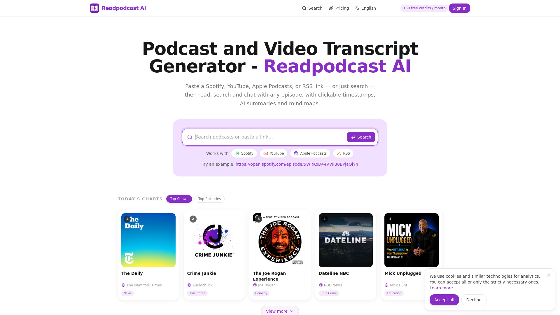 Readpodcast AI screenshot