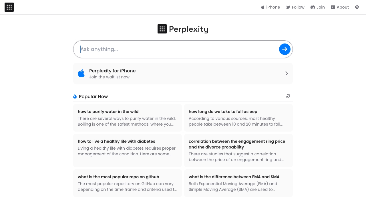Perplexity AI screenshot