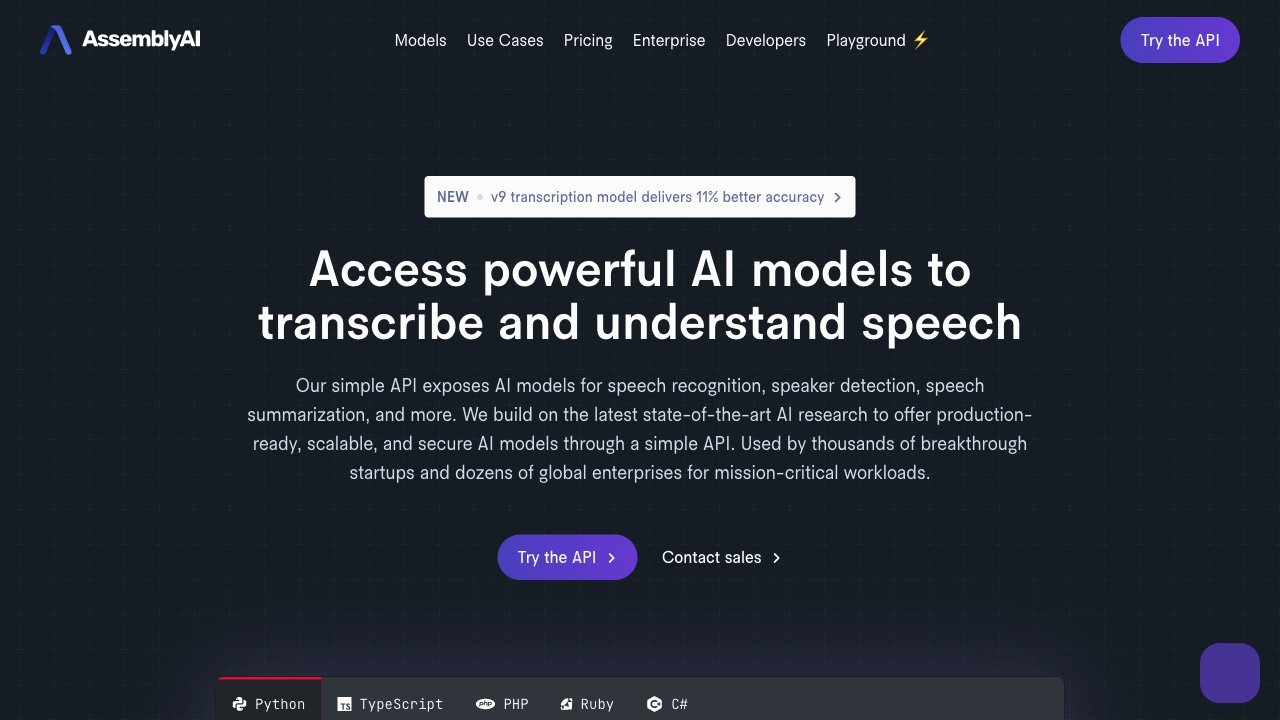 AssemblyAI screenshot