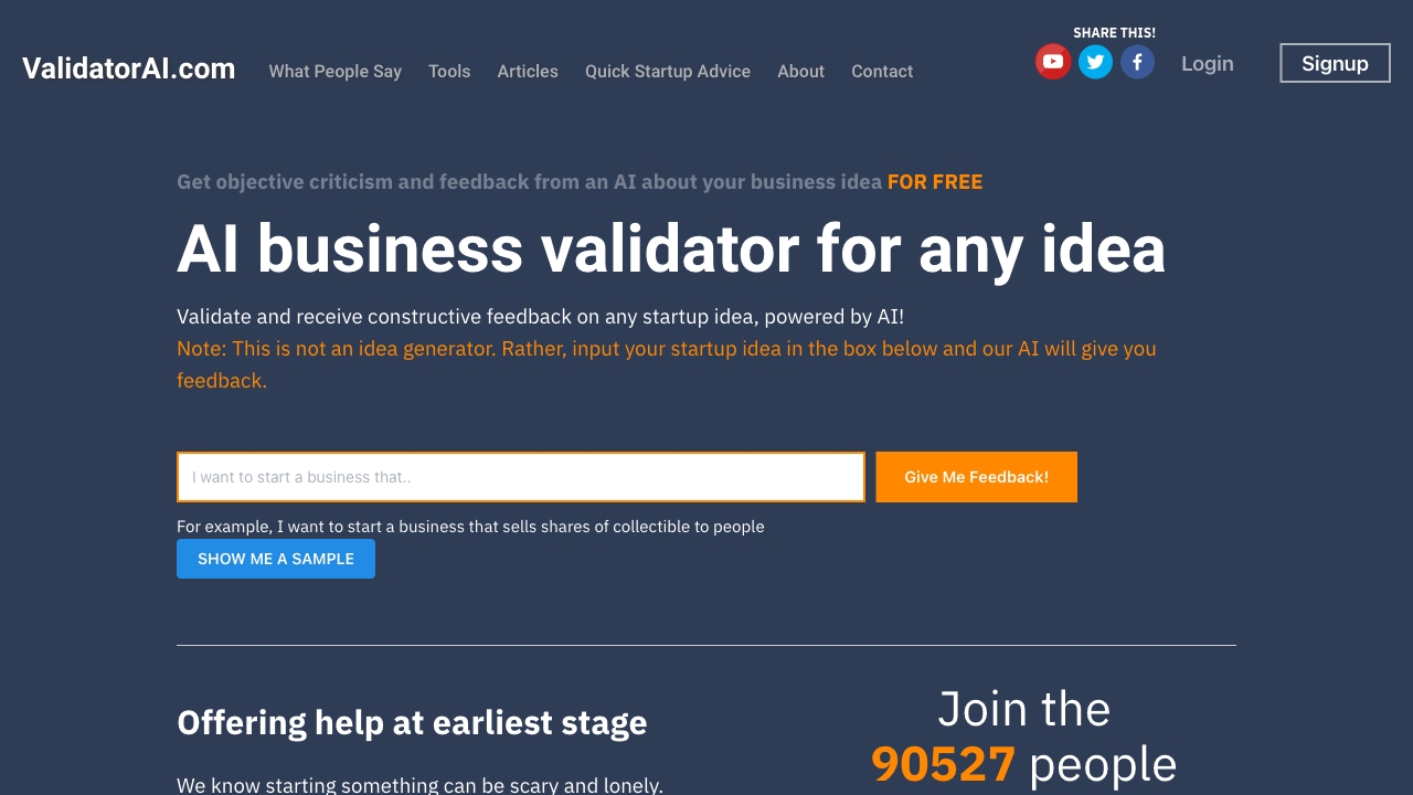 ValidatorAI screenshot