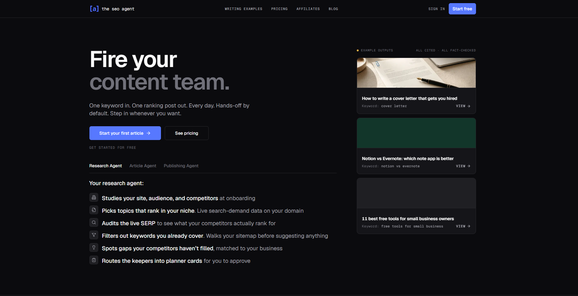 The SEO Agent screenshot