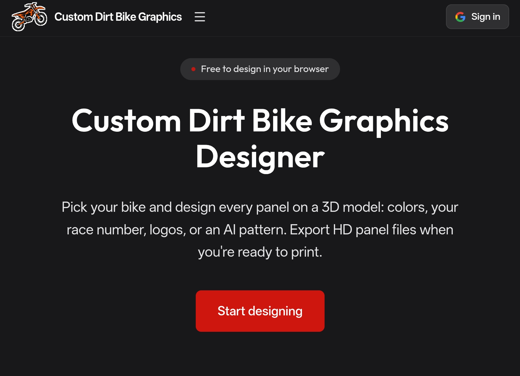 Custom Dirt Bike Graphics AI screenshot